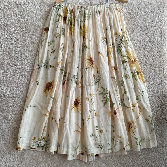H&M Skirt Size M Cream Floral Maxi - Picture 1 of 8